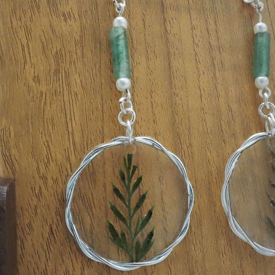 Resin Plant Dangle Earrings