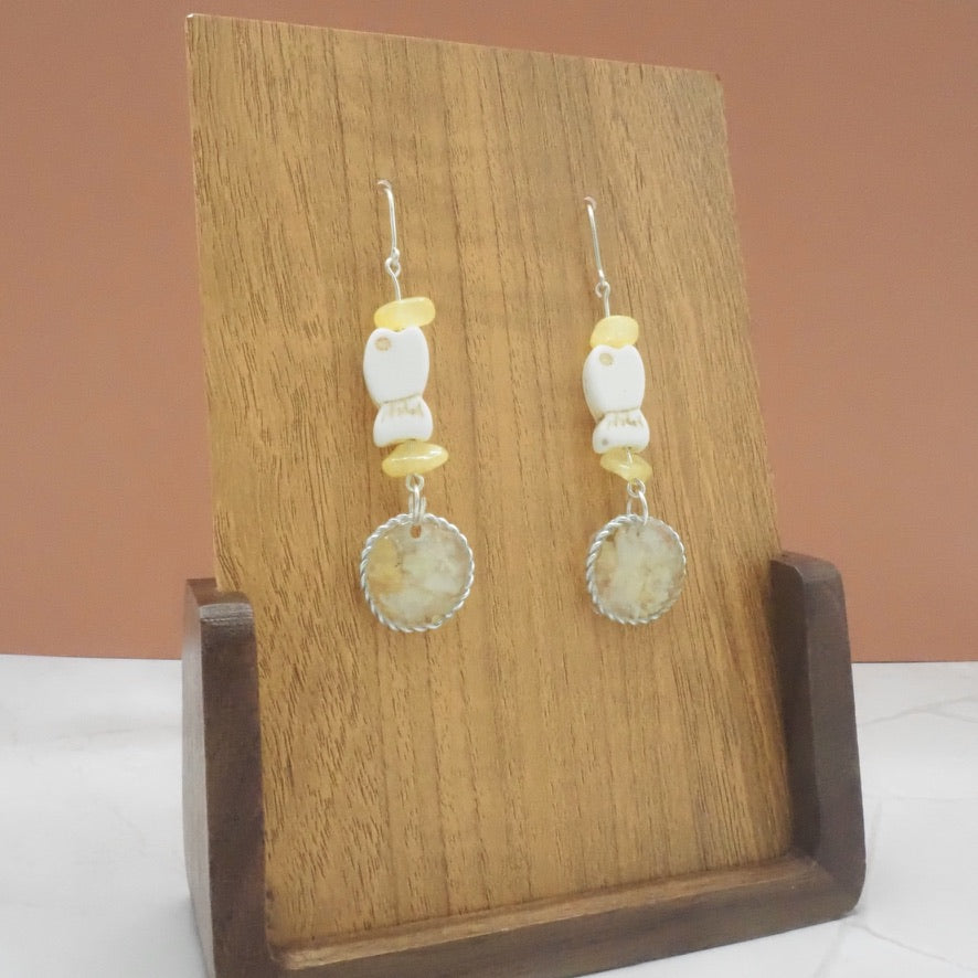Mermaid Fingernail and Reconstituted Howlite Earrings