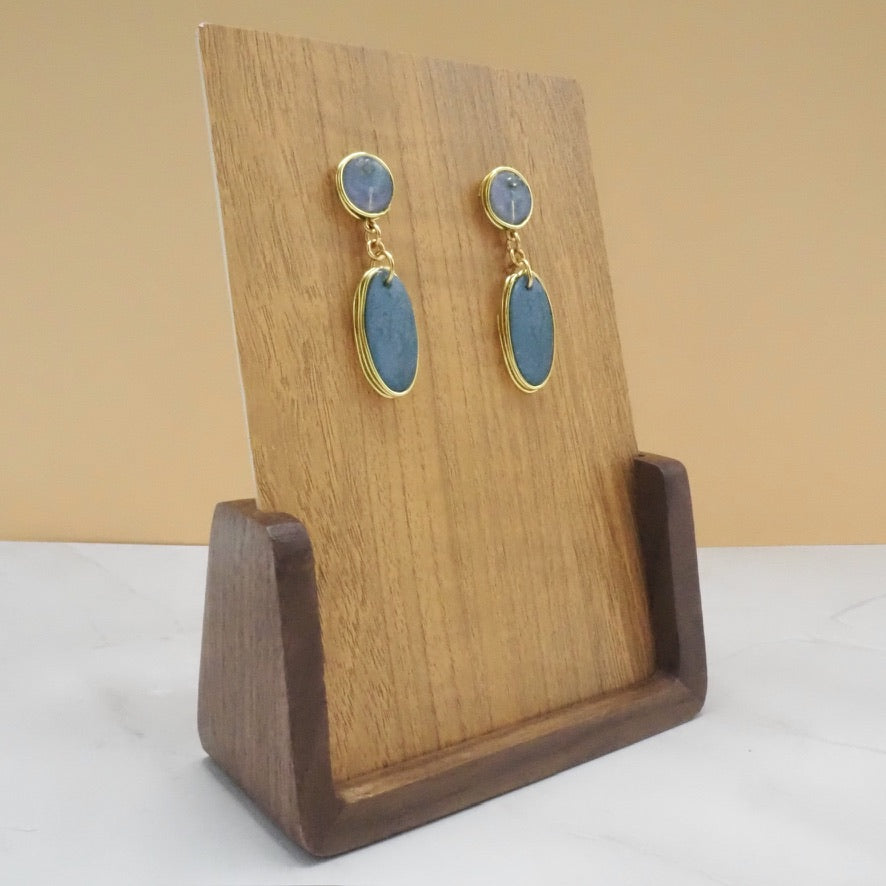 Iridescent Resin Stud Dangle Earrings