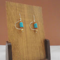 Reconstituted Howlite Turquoise, Natural Wood and Red Agate Geometric Earrings
