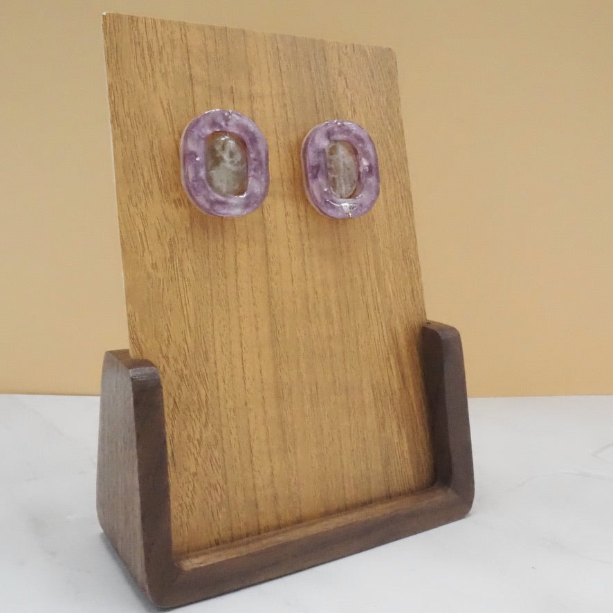 Geometric Resin Studs with Fluorite Oval Beads