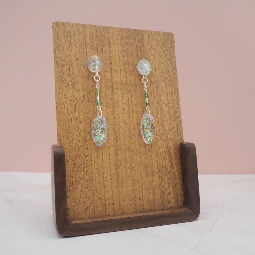 Iridescent Resin Stud Droplet Earrings