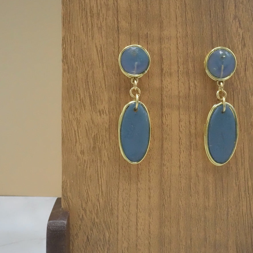 Iridescent Resin Stud Dangle Earrings