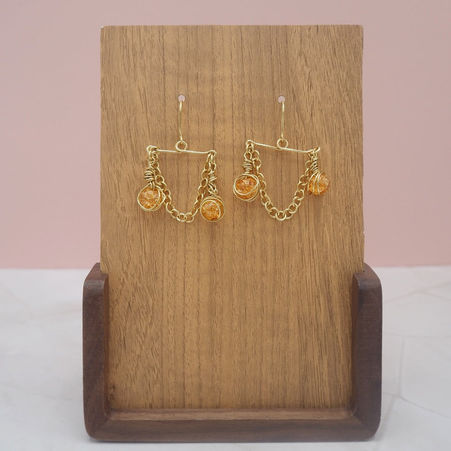 Crackled Quartzite Chain Drop Earrings