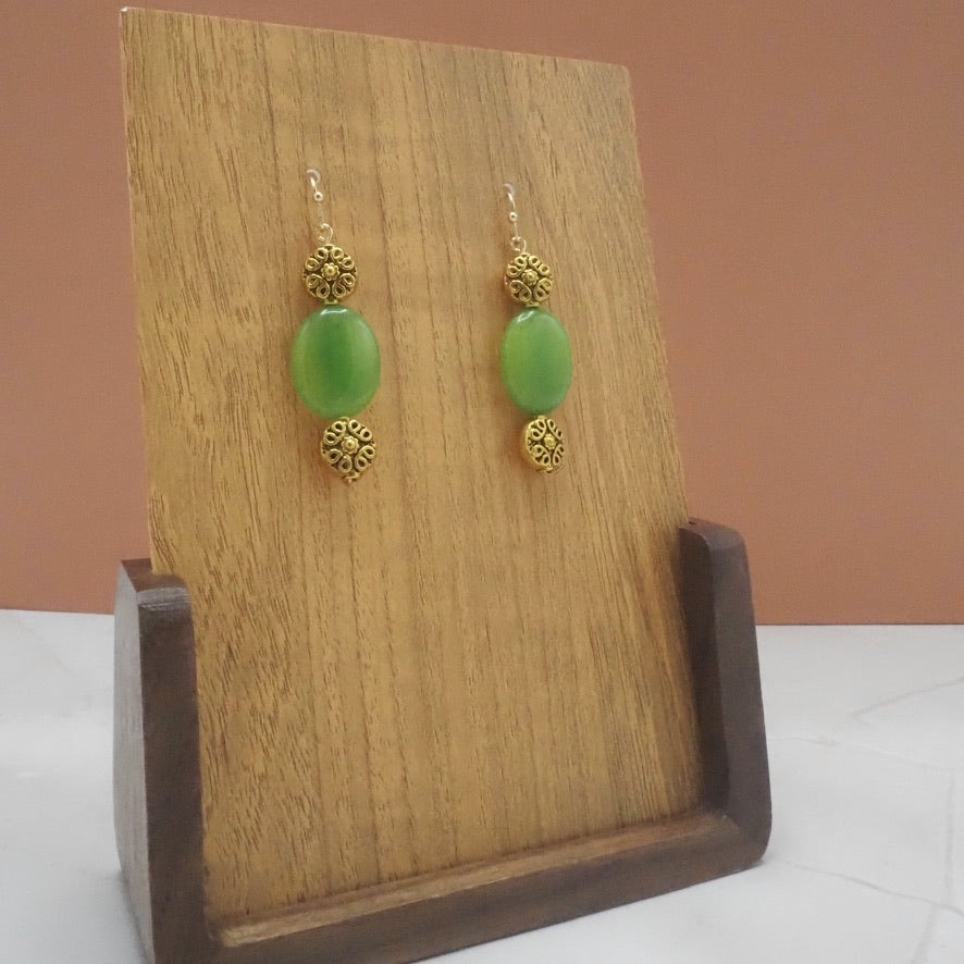 Green Stone Dangle Earrings