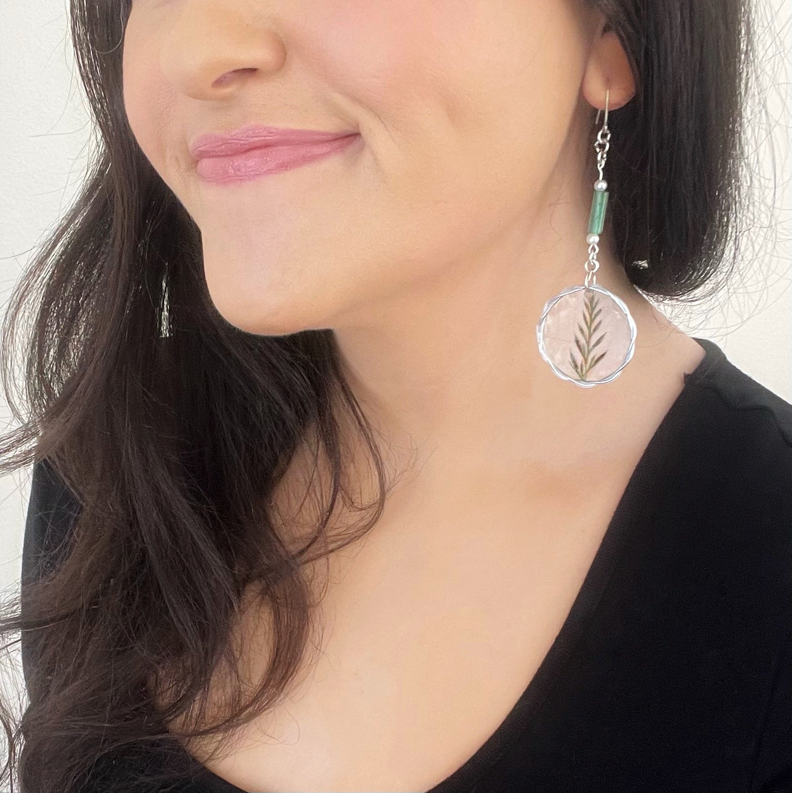 Resin Plant Dangle Earrings