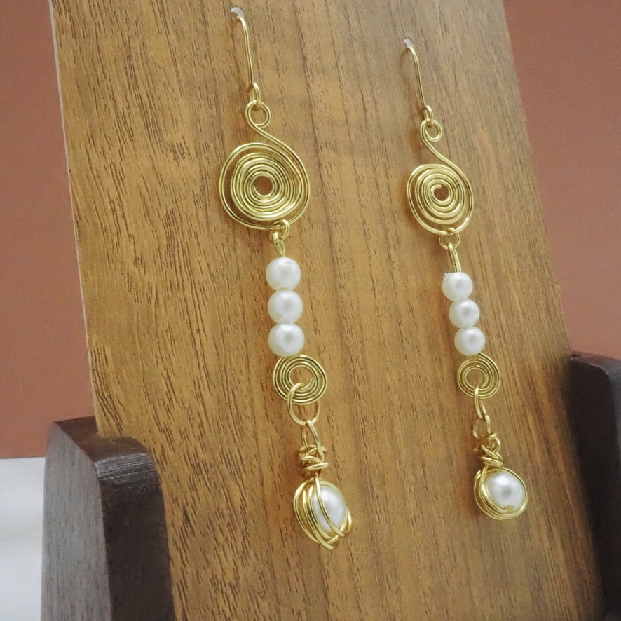 Faux Pearl Dangle Earrings