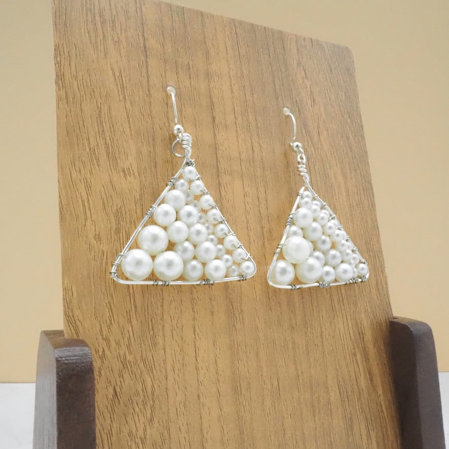 Faux Pearl Geometric Dangle Earrings
