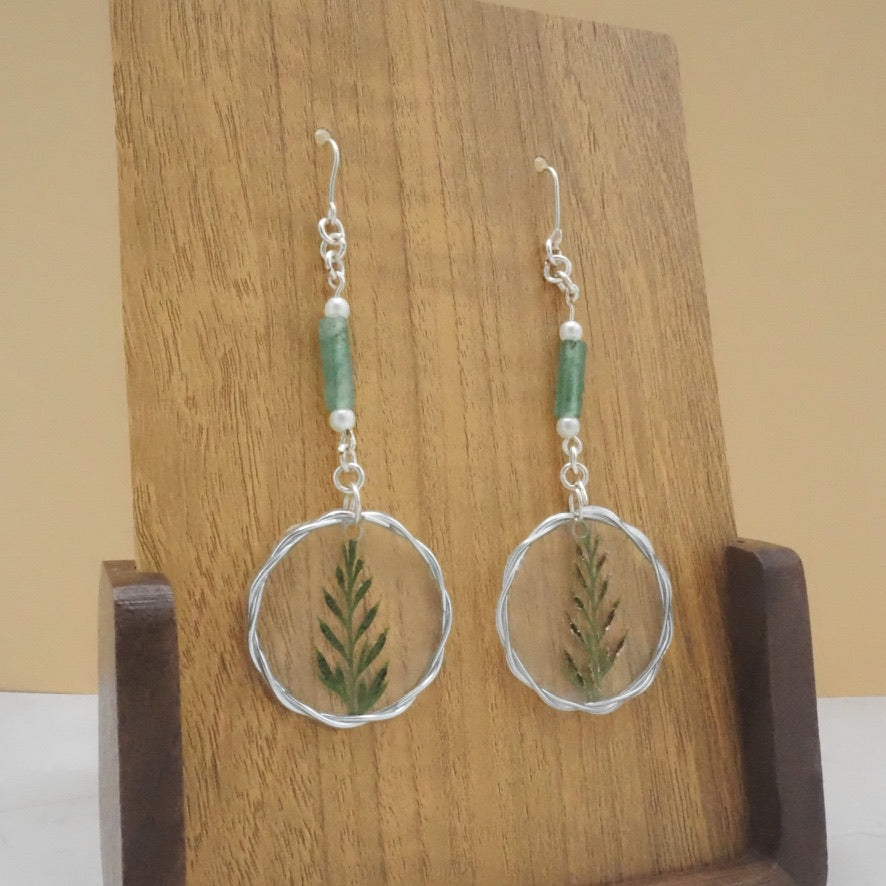 Resin Plant Dangle Earrings