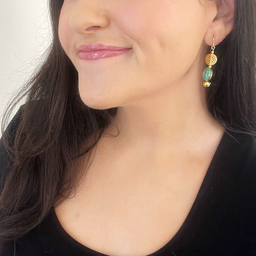 Turquoise Boho Dangle Earrings