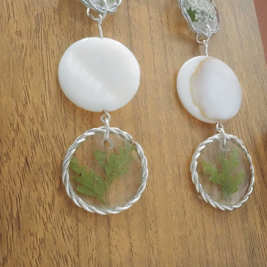 Plant & Shell Resin Earrings