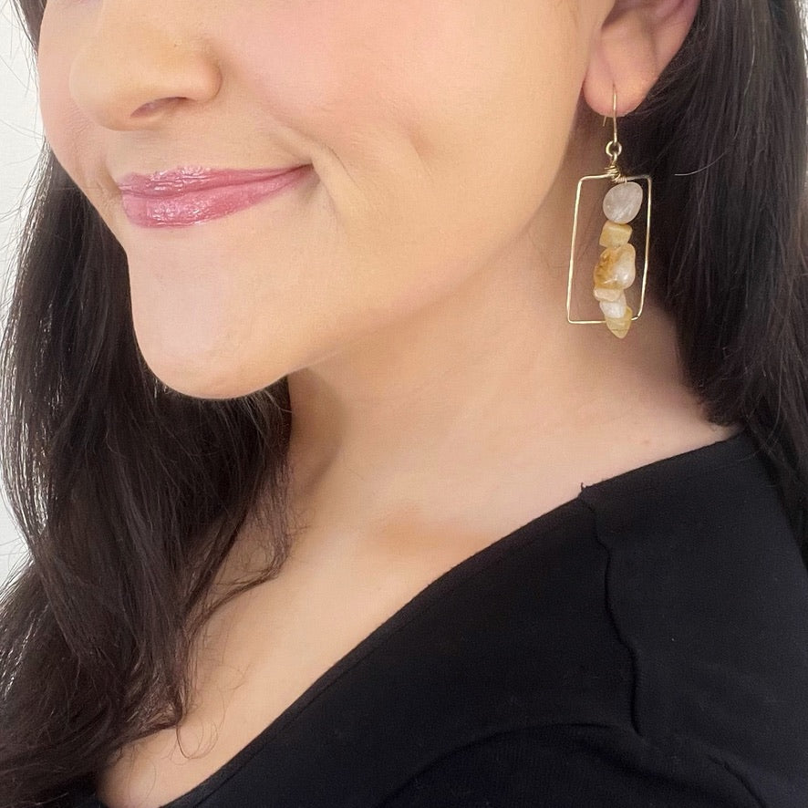 Citrine Chunk Earrings