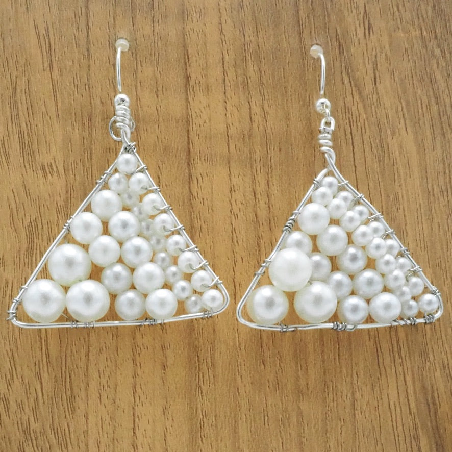 Faux Pearl Geometric Dangle Earrings