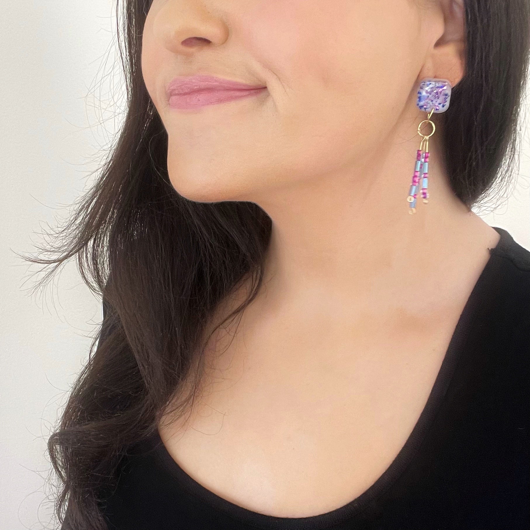 "Fuck ICE" Morse Code Resin Dangle Earrings