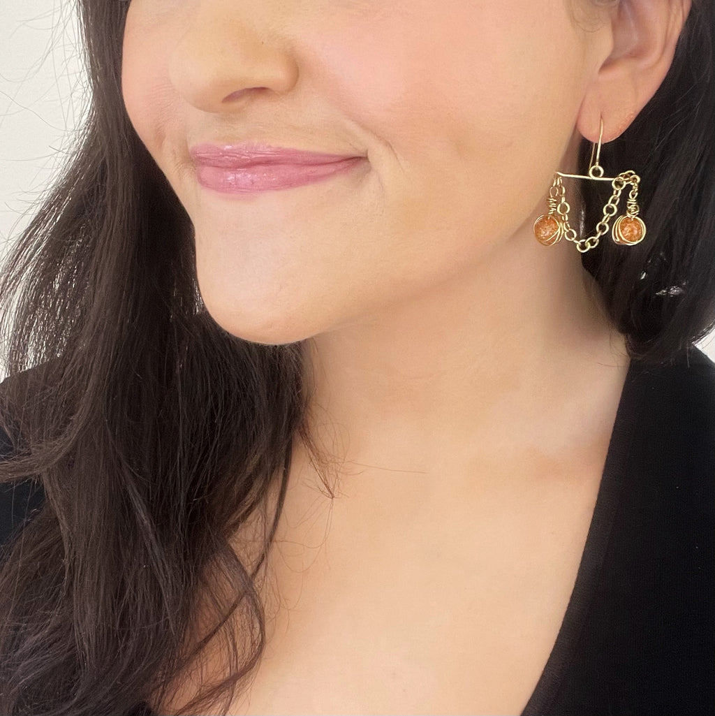 Crackled Quartzite Chain Drop Earrings