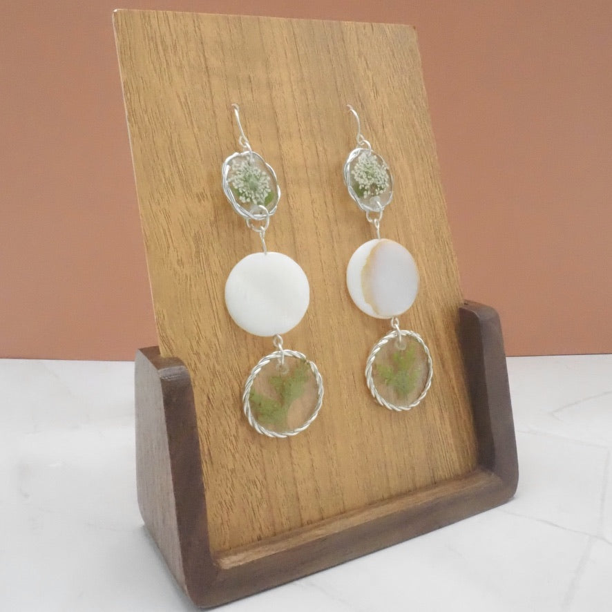 Plant & Shell Resin Earrings