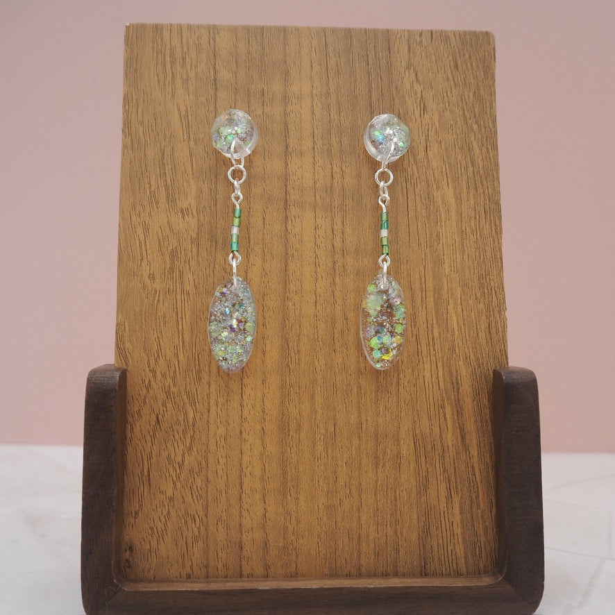 Iridescent Resin Stud Droplet Earrings