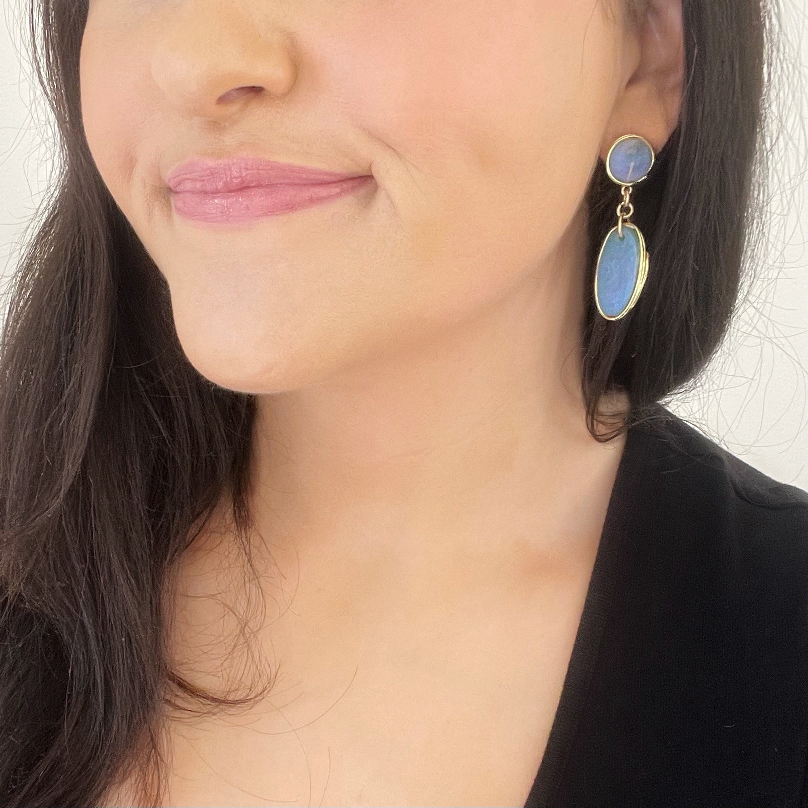 Iridescent Resin Stud Dangle Earrings
