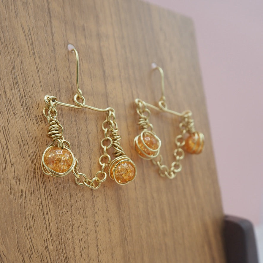 Crackled Quartzite Chain Drop Earrings