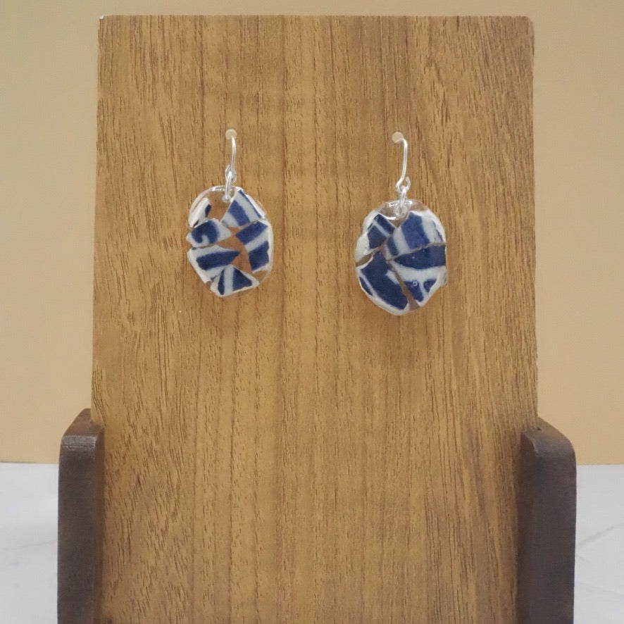 Revived Ceramic Serving Bowl Earrings