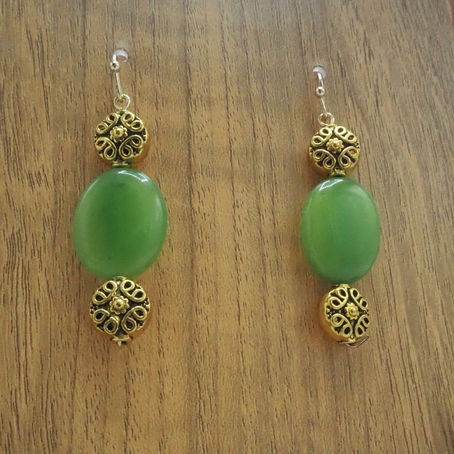 Green Stone Dangle Earrings