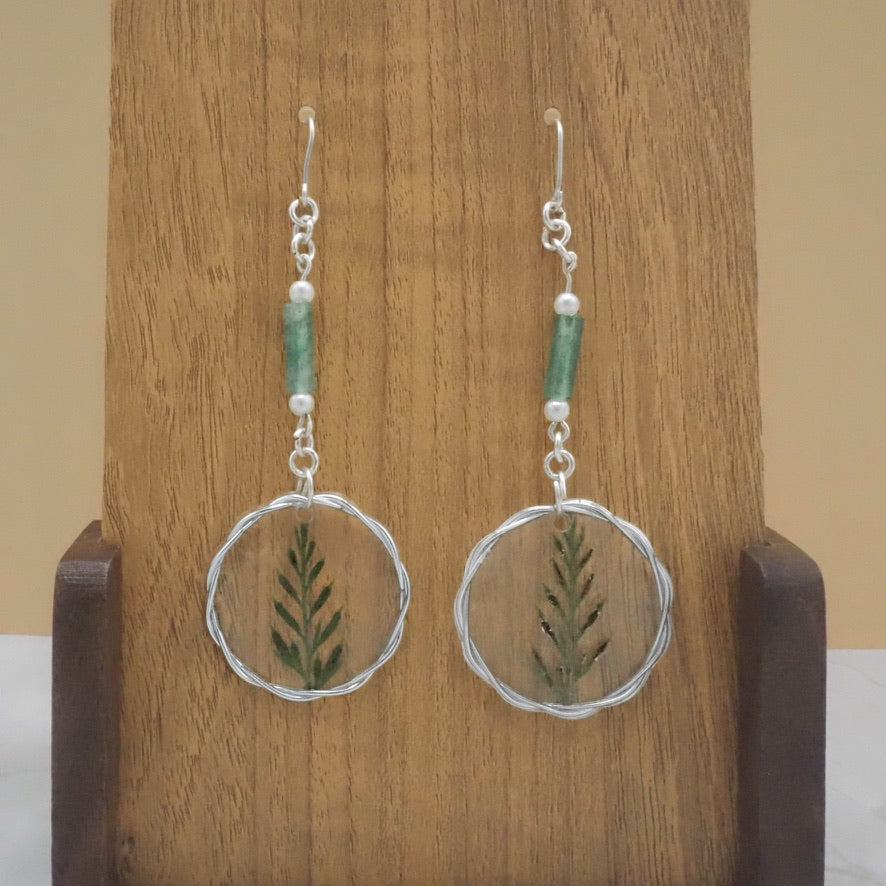 Resin Plant Dangle Earrings