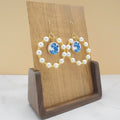 Faux Pearl Hoops with Vintage Floral Print Charm