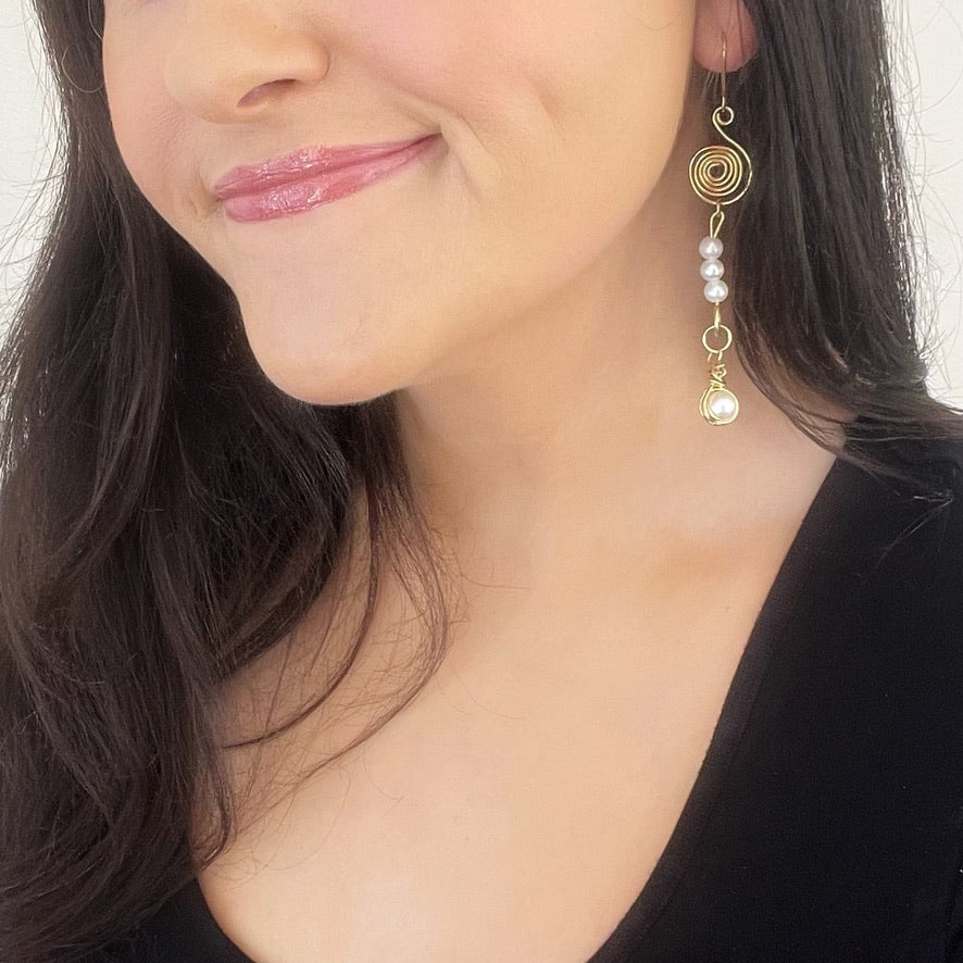 Faux Pearl Dangle Earrings