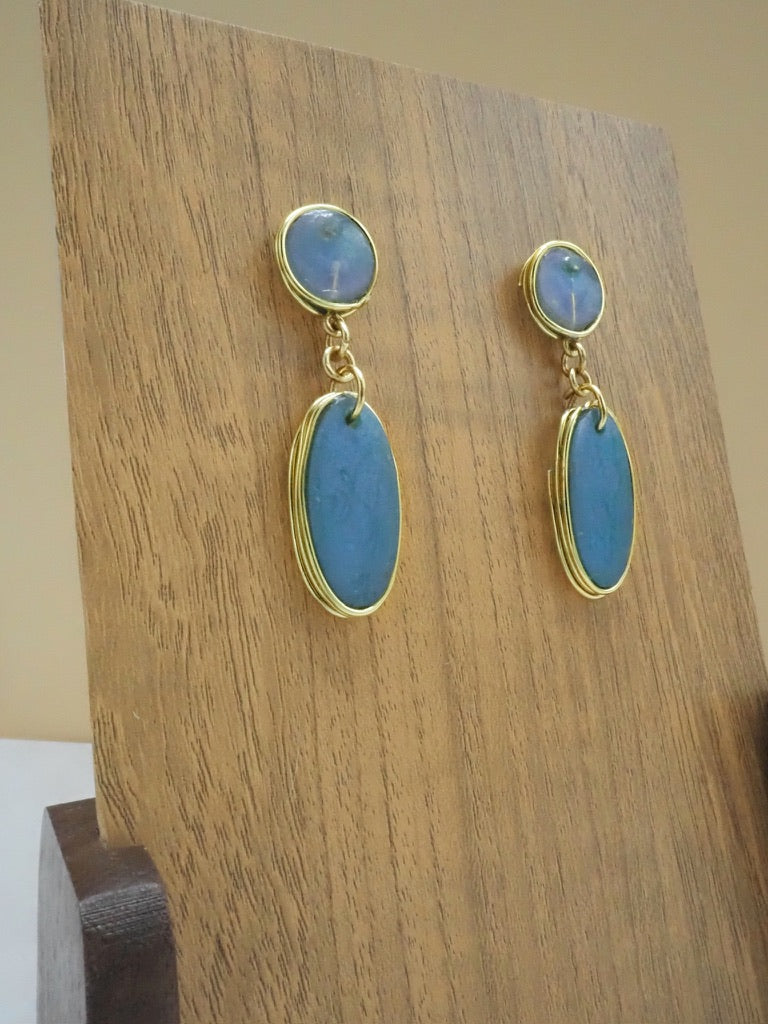 Iridescent Resin Stud Dangle Earrings